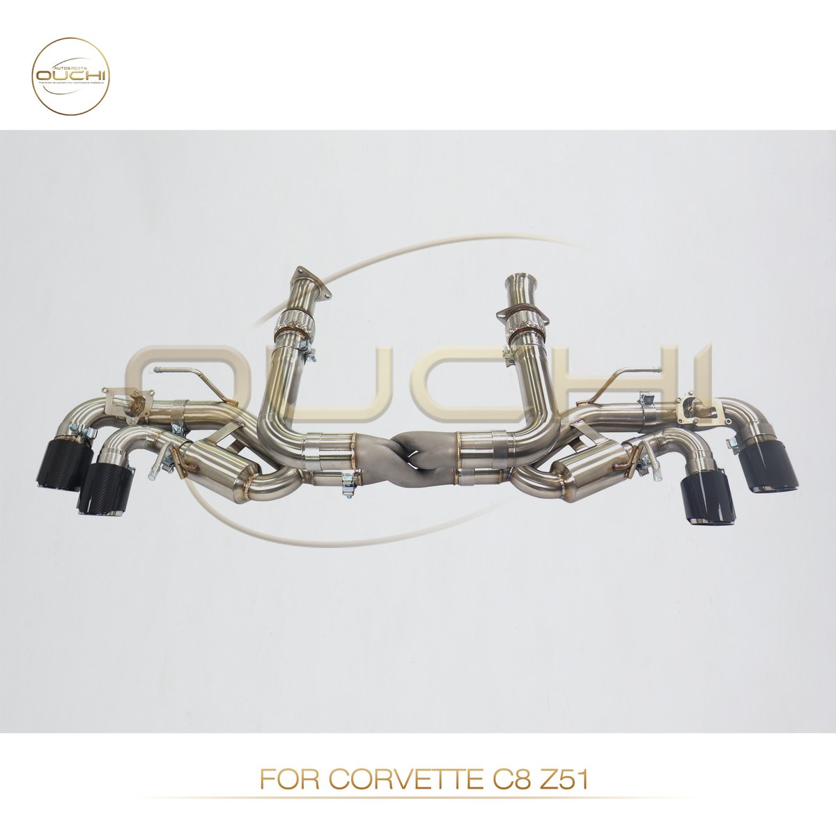 Corvette C8 Z51 stainless steel exhaust system with Z-pipe and carbon tips