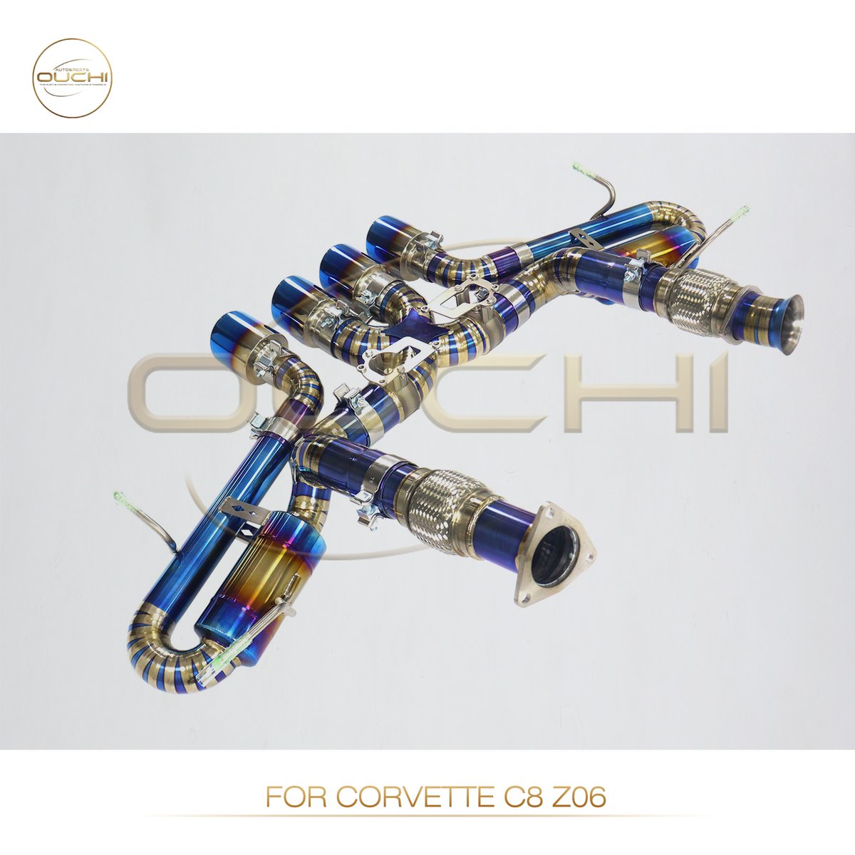 Corvette C8 Z51 titanium valved system with quad titanium tips, detail view