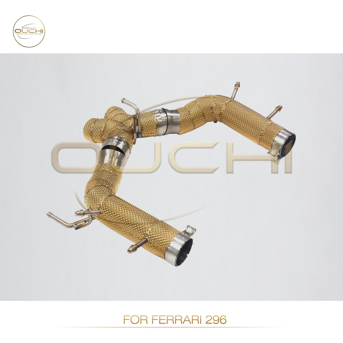 Ferrari 296 GTB stainless X-pipe section, alternate view