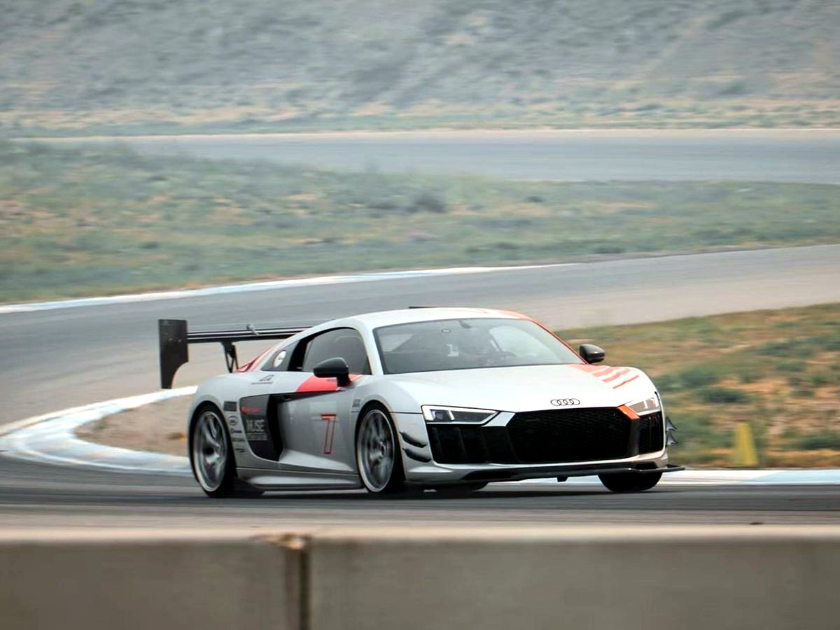 2017 Audi R8 V10 cornering with OUCHI stainless exhaust — customer track photo