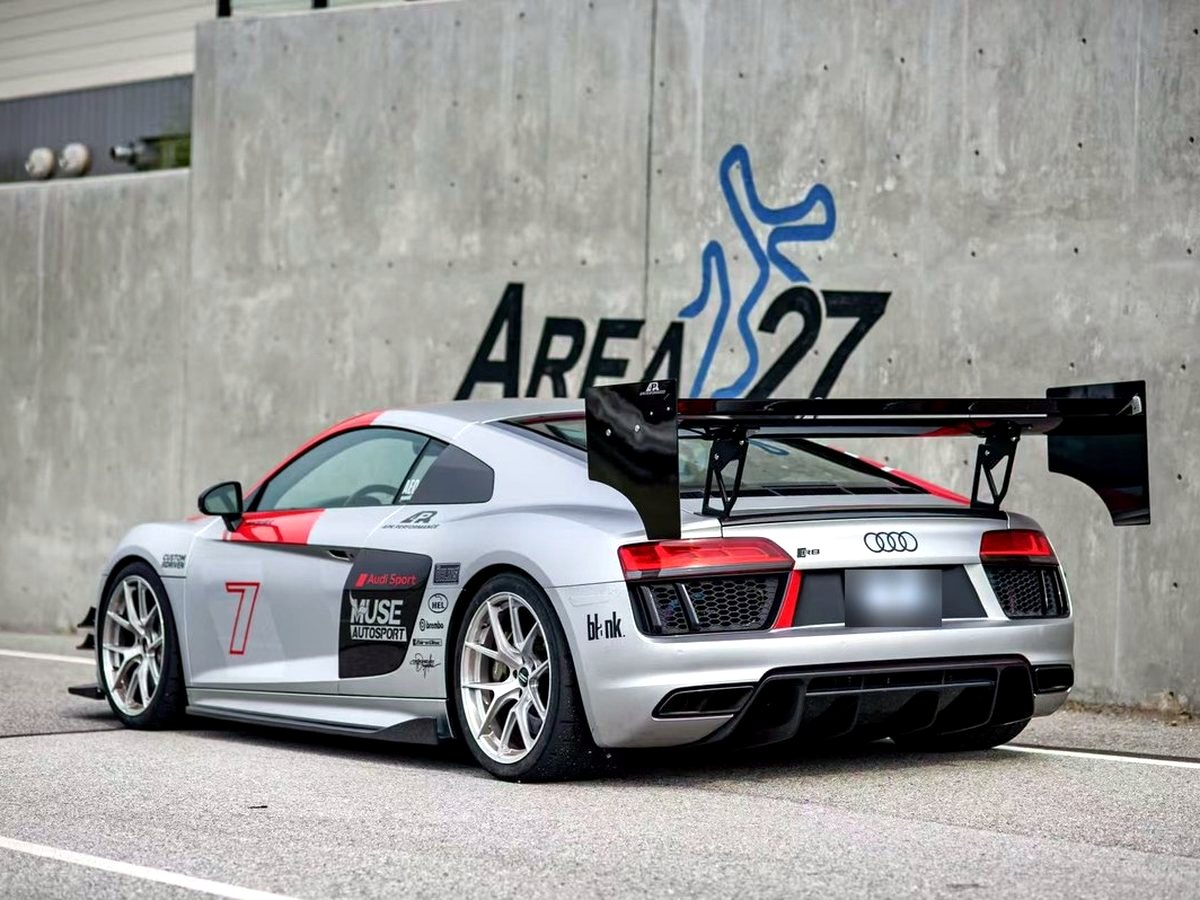 2017 Audi R8 V10 rear quad tips with OUCHI T304 stainless exhaust — customer photo